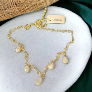 Amber Sceats Gia Necklace 24k Gold-Plated Chain Cultured Freshwater Pearls